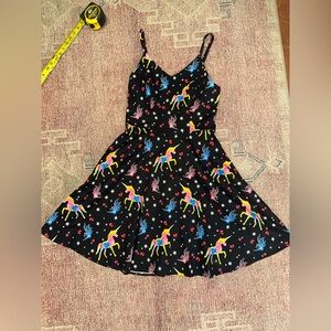 Goobgs rainbow unicorn fit and flare strappy mini dress size medium